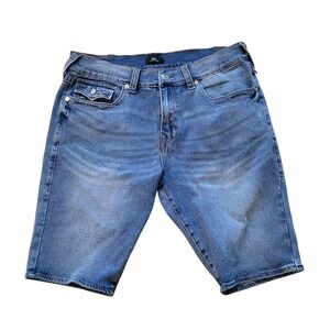 NWT True Religion Rocco‎ Relaxed Skinny Blue Jean Shorts - Size 36